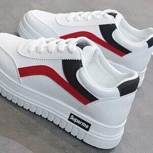 New Designer Shoes Woman Wedges Platform Sneakers Lace-Up Breathable Tennis NWOB